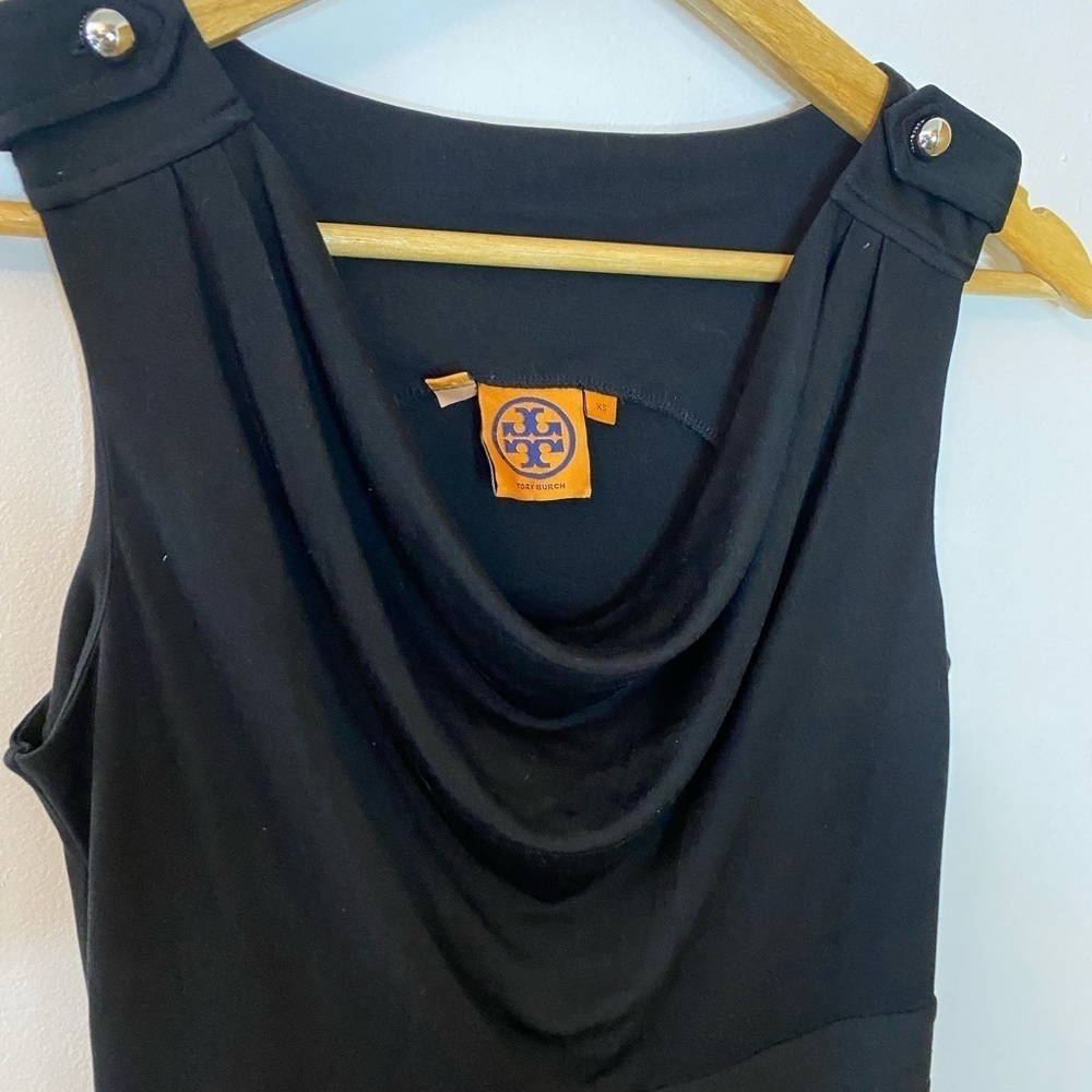 Tory Burch Cowl Front Button Shoulder Sleeveless Dress - Picture 2 of 9